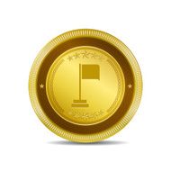Flag Sign Golden Vector Icon Button N2
