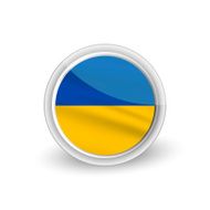 Vector rounded waving flag button icon of Ukraine