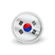 Vector rounded waving flag button icon of South Korea
