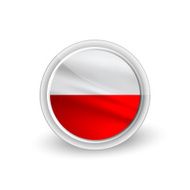 Vector rounded waving flag button icon of Poland