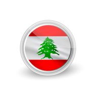 Vector rounded waving flag button icon of Lebanon