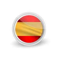 Vector rounded waving flag button icon of Spain