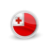 Vector rounded waving flag button icon of Tonga
