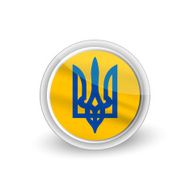 Vector rounded waving button icon of Ukraine emblem
