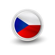 Vector rounded waving flag button icon of Czech Republic