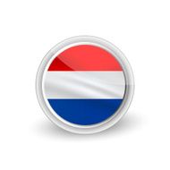 Vector rounded waving flag button icon of Netherlands