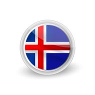 Vector rounded waving flag button icon of Iceland
