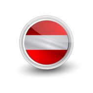 Vector rounded waving flag button icon of Austria