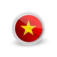 Vector rounded waving flag button icon of Vietnam