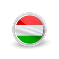Vector rounded waving flag button icon of Hungary