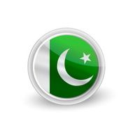 Vector rounded waving flag button icon of Pakistan