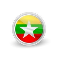 Vector rounded waving flag button icon of Myanmar or Burma