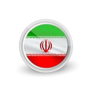 Vector rounded waving flag button icon of Iran