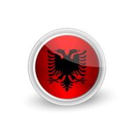 Vector rounded waving flag button icon of Albania