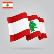 Flat and waving Lebanese Flag Vector