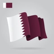 Flat and waving Qatar Flag Vector