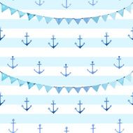 Seamless pattern Anchor and festive flags