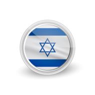 Vector rounded waving flag button icon of Israel