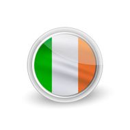 Vector rounded waving flag button icon of Ireland