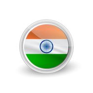 Vector rounded waving flag button icon of India