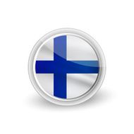 Vector rounded waving flag button icon of Finland