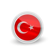 Vector rounded waving flag button icon of Turkey