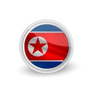 Vector rounded waving flag button icon of North Korea