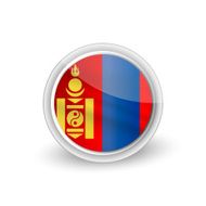 Vector rounded waving flag button icon of Mongolia