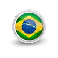 Rounded waving flag of Brazil