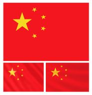Flat and waving Chinese Flags