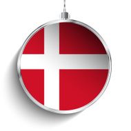 Merry Christmas Silver Ball with Flag Denmark N2