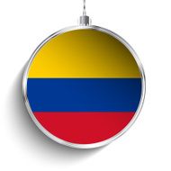 Merry Christmas Silver Ball with Flag Colombia