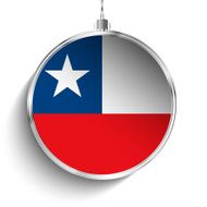 Merry Christmas Silver Ball with Flag Chile