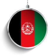 Merry Christmas Silver Ball with Flag Afghanistan N2