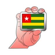 hand holding Togo flag