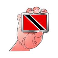 hand holding Tirnidad flag