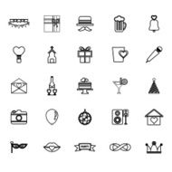 Happy anniversary line icons on white background