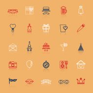 Happy anniversary line icons with reflect