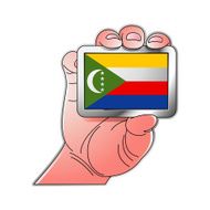 hand holding Comoros flag