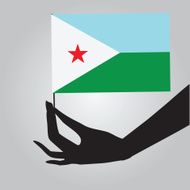 Hand with flag Djibouti N2