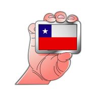 hand holding Chile flag