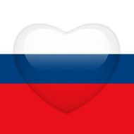Russia Flag Heart Glossy Button