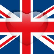 United Kingdom Flag Heart Glossy Button