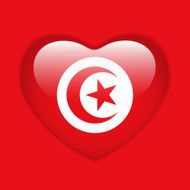 Tunisia Flag Heart Glossy Button