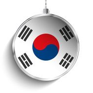 Merry Christmas Silver Ball with Flag South Korea N2