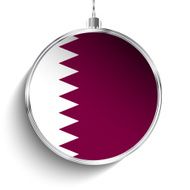Merry Christmas Silver Ball with Flag Qatar N2