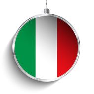 Merry Christmas Silver Ball with Flag Italy N2