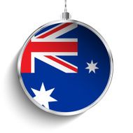 Merry Christmas Silver Ball with Flag Australia