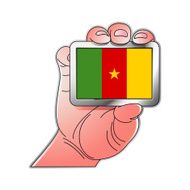 hand holding Cameroon flag