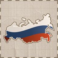 Russia flag map on paper